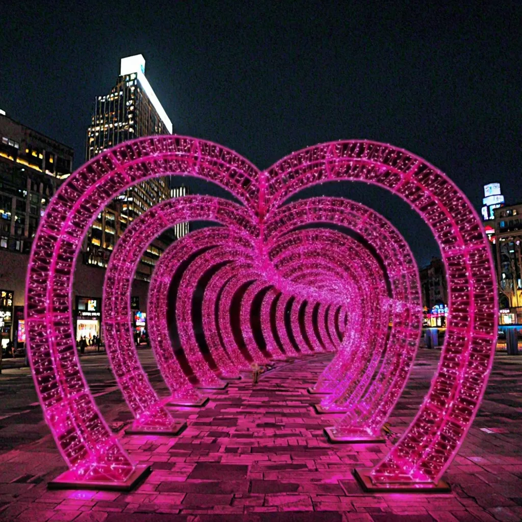 Toprex IP65 Outdoor Light Festival Waterproof 3D Motif Lighted LED Christmas Heart Shaped Wedding Arch Metal Lighting
