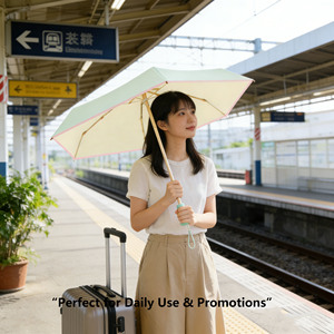 Parapluie pliable haut de gamme décontracté à double armature, capsule de couleur gel pour protection solaire, publicité 'Sunny Umbrella' - Product Image 4