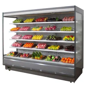 open air display chiller refrigerated produce display cooler inner compressor fruit and vegetable multi deck display fridge