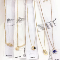 Collier en Acier Inoxydable de Gros pour Femmes, Bijoux de Mode Pas Chers avec Zircons Mélangés Lettre et Animal