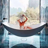 Baignoire hammock moderne autoportante en acrylique blanc pour intérieur, avec drain, idéale pour hôtel, appartement, villa, salle de bain