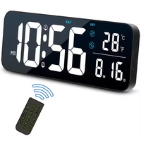 Jam Alarm Digital LED 15 inci, dengan Remote kontrol multifungsi dinding/Desktop tampilan waktu/suhu/Timer
