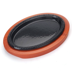 Plat de service ovale en <span class=keywords><strong>fonte</strong></span>, Mini <span class=keywords><strong>plaque</strong></span> de Grill avec plateau en bois - Product Image 2