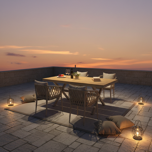 Ensemble <span class=keywords><strong>de</strong></span> table à manger d'extérieur moderne et étanche VANGARDEN pour hôtel, cour, villa, appartement – Mobilier durable en <span class=keywords><strong>plastique</strong></span> et bois - Product Image 6