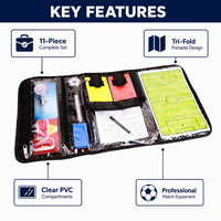Kit d'arbitre de football Aiju, portable et durable, équipement d'entraîneur de football, cartes rouges et jaunes, dispositif de lancer latéral, manomètre, sifflet