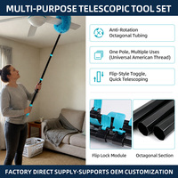 Kit de nettoyage de puits de lumière avec perche télescopique octogonale et têtes multiples pour le nettoyage des fenêtres hautes, lavable, pour plafonds, OEM ODM