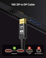 Cable Coaxial DP Chapado en Oro, Versión 2.1, Resolución 16K, Cable de Audio y Video de Alta Velocidad con Revestimiento de PVC para Uso Doméstico y Comercial en Monitores