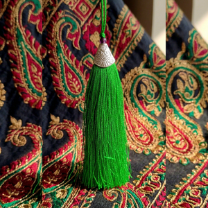 Green <b>Bohemian</b> Tassel Decor With Silver Cap And Purple Bead For Indoor Home Decoration Living Room Use - Product Image 1