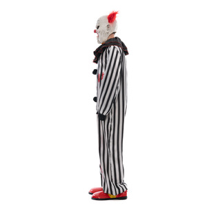 Costume de Clown Maléfique Adulte Unisexe pour Halloween, Accessoire de Scène, Tenue Rayée Noir et Blanc avec Chaussures Rouges et Masque - Product Image 4