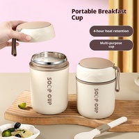 Tasse à soupe isotherme en acier inoxydable 304, thermos alimentaire portable, mug de petit-déjeuner avec couverts intégrés et sac thermique