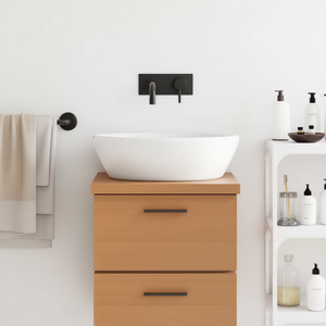 Meuble-lavabo de salle de bain en bois massif brun clair 15,7x23,6 po, sur pied, design moderne et minimaliste - Product Image 2