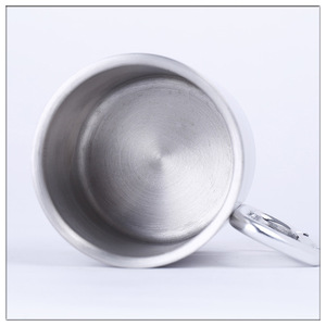 Stainless Steel Hiking Mug 300ml Double Walled With Carabiner Handle Outdoor Coffee <b>Cup</b> Portable Travel Mug - Product Image 4