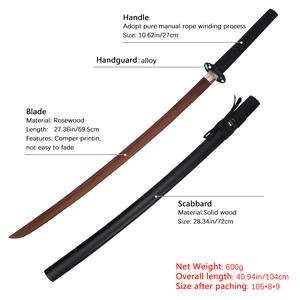 Accesorios <span class=keywords><strong>de</strong></span> Anime, espada <span class=keywords><strong>de</strong></span> seguridad Katana negra, palo <span class=keywords><strong>de</strong></span> rosa, Morera negra, arma <span class=keywords><strong>Ninja</strong></span>, cuchillo, espadas <span class=keywords><strong>de</strong></span> madera para Cosplay, niños - Product Image 6