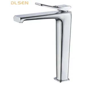 Modern High Rise Basin Faucet Chrome Single Lever Sanitary Wares Tap Mixer Lead Free Basin Faucet for Hotel Bathroom