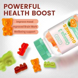 OEM Omega 3 Fish Oil Gummies <span class=keywords><strong>DHA</strong></span> Vitamin <span class=keywords><strong>Supplement</strong></span> untuk Semua Usia Mendukung Daya Ingat Otak Bebas Gluten Alami Kelas Makanan 2 Gummies - Product Image 3