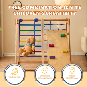 Juego <span class=keywords><strong>de</strong></span> <span class=keywords><strong>Escalada</strong></span> <span class=keywords><strong>de</strong></span> Madera Estilo Montessori, Parque Infantil <span class=keywords><strong>Interior</strong></span> con Tobogán y Zona <span class=keywords><strong>de</strong></span> Juegos - Product Image 3
