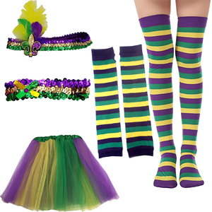 <strong>80s</strong> Costumes Accessories Set Mardi Gras Costume Woman Tutu Set With Mardi Gras <strong>Headband</strong> - Product Image 1