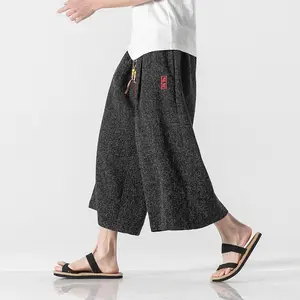 Calças harém estilo chinês, calças casuais vintage