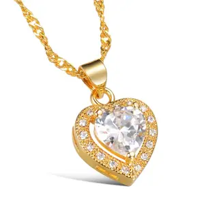 热销易趣14k金钻石心形项链，适合女性和女孩