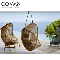 Canapé balançoire d'extérieur moderne et luxueux en rotin PE et bois de teck massif, résistant aux intempéries, pour jardin et balcon
