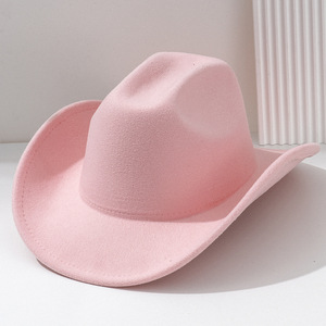 Mode classique couleur unie feutre large bord Fedora chapeau pour femmes hommes Western Cowboy chapeau <span class=keywords><strong>Jazz</strong></span> casquettes pour la fête en stock - Product Image 5