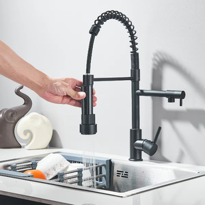 Grifo de cocina <span class=keywords><strong>Gourmet</strong></span> de lujo negro Instalación de un solo orificio Pulverizador de resorte de doble Caño Torneira Cozinha Uso en el baño - Product Image 2