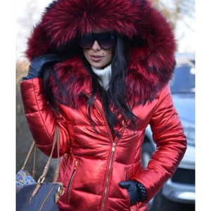Bubble Coat invernale imbottito in cotone con vera pelliccia di Racoon - Product Image 4