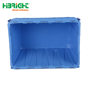 Heavy Duty Plastic Logistics <b>Crate</b> Durable <b>Stackable</b> Moving Tote with Reinforced Base and Integrated Lid - Product Image 4