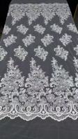 Tissu en dentelle jacquard floral 3D laser à haute densité, brodé de perles et de sequins, pour robe de mariée