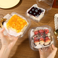 Boîte d'emballage transparente personnalisable de qualité alimentaire pour gâteau carré au tiramisu, mousse, sandwich
