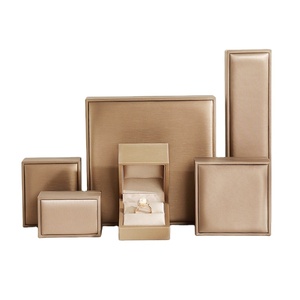 High-End Luxury Custom Jewellery Boxes Packaging Gold Box Earring Double Ring Pendant Necklace Pu Leather Jewelry Box With Logo