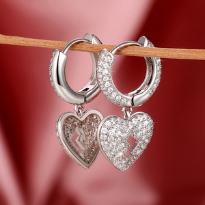 Orecchini Pendenti a Cuore Spezzato Unisex Stile Hip Hop Gioielli per Orecchie Scintillanti e di Tendenza - Product Image 4