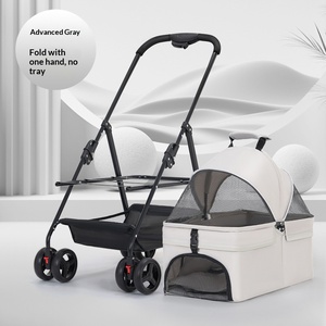 Poussette pour animaux de compagnie en métal légère, pliable et détachable, grand espace, pour s'asseoir, s'allonger et se reposer, convient à deux petits chiens ou un <span class=keywords><strong>chien</strong></span> de taille moyenne - Product Image 2
