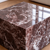 Tables basses modernes en marbre rouge Rosso Levanto, meubles de luxe pour hôtel, salon, ensemble de tables basses, socle bas