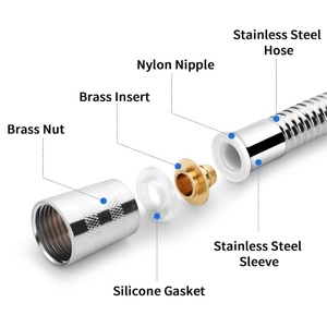 Multiple Colors Available Stainless Steel Hose Home Use G1/2 Thread Shower Hose Bathroom Shower <b>Accessories</b> Plumbing Hoses - Product Image 5