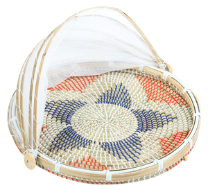 Plateau de service en bambou tissé à la main avec couvercle moustiquaire, plateau de service en rotin naturel tissé pour la cuisine, la table à manger, l'extérieur - Product Image 1