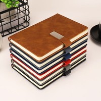 Carnet en cuir économique format A5, papier beige ligné 80g, fermeture magnétique, 6 modèles au choix