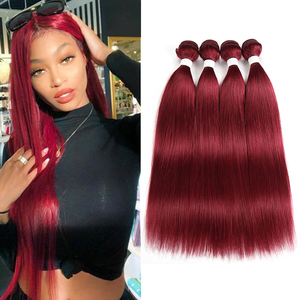 Nuevo Color BURG 8 a 26 pulgadas 1 unids/pack venta al por mayor paquetes de cabello humano ondulado extensión de cabello humano Remy recto - Product Image 2