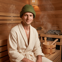 Chapeau de sauna en laine mérinos isolant thermiquement, protection des cheveux, style bonnet, accessoire de sauna