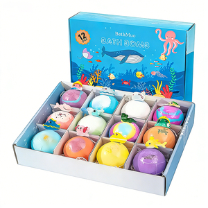Lot de 12 bombes de bain bio de luxe pour enfants, surprise jouet, parfum océan et noix de coco, emballage personnalisé OEM/ODM, cadeau de soin corporel - Product Image 4