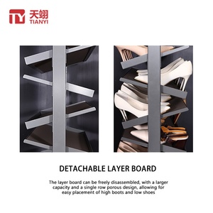 Wardrobe <b>Rotating</b> <b>Shoe</b> <b>Rack</b> Storage Organizer Cabinet Display Aluminum Modern 360 Revolving Living Room 50+ Pair Capacity - Product Image 4
