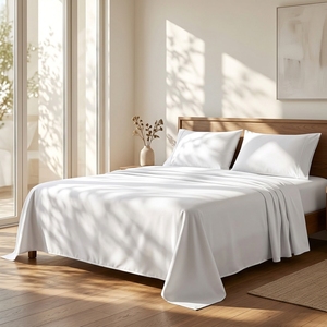King Size 100% Ägyptische Baumwolle Bettwäsche-<span class=keywords><strong>Set</strong></span> 600TC 4-teilig Weiß Weich Kühlend Luxus Hotel Satin Bettwäsche aus China - Product Image 3