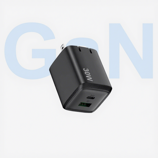TKT High Quality GaN Charger 30W Dual Port USB-A Type-C PD Fast Charger with Foldable Plug for VIVO Earphone & Action Camera