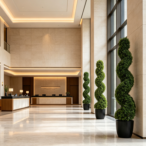 Arbre artificiel en buis en spirale en gros, plante artificielle torsadée en pot pour projets d'aménagement paysager de villas, hôtels, halls d'entrée et centres commerciaux - Product Image 6