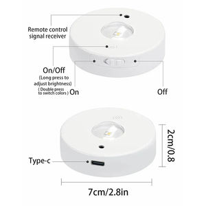 Veilleuses à LED RGB Lampe d'armoire sans fil 12 couleurs Type-C Rechargeable Télécommande pour chambre à coucher Éclairage d'armoire de chevet - Product Image 5