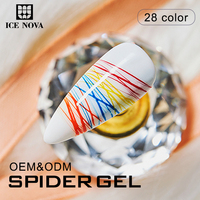 ICE NOVA Spider Gel al por mayor, kit de delineador dorado flexible de neón personalizado, Flash Marcas Platinum Spider para arte de uñas, libre de HEMA/TPO/HPMA