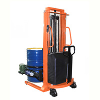 Rotateur de fût semi-électrique 450 kg, hauteur de levage 2,5 m, élévateur et inclinateur de fût motorisé pour fût en acier de 55 gallons