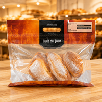 Bolsas Transparentes Reutilizables para Panadería con Cierre, Asa Superior y Cierre de Cremallera, para Pasteles, Croissants, Pan, Bolsas Personalizables de PET+CPP para Almacenamiento de Alimentos