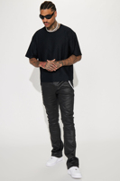 Pantalon évasé slim personnalisé avec revêtement Me Coated pour homme, coupe ajustée, style bootcut