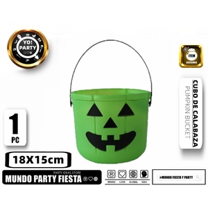 Secchio di zucca verde con Design verticale per il modello di decorazioni per feste #70008 - Product Image 1
